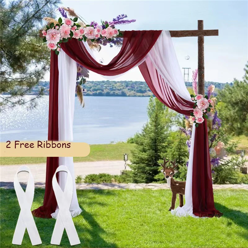 

Wedding Arch Drapes Chiffon Fabric Handrail Sheer Backdrop Curtains for Ceremony Party Stage Bed Valance Decorations