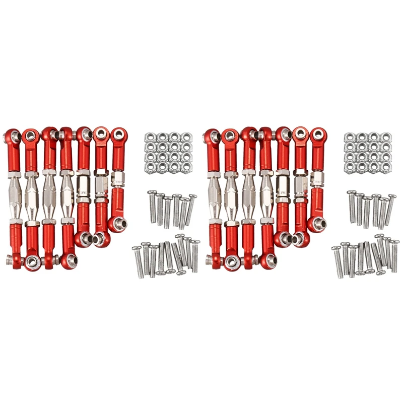 

2X For Wltoys 144001 1/14 RC Car Spare Parts Metal Linkage Servo Pull Rod Steering Tie Rod Set,Red