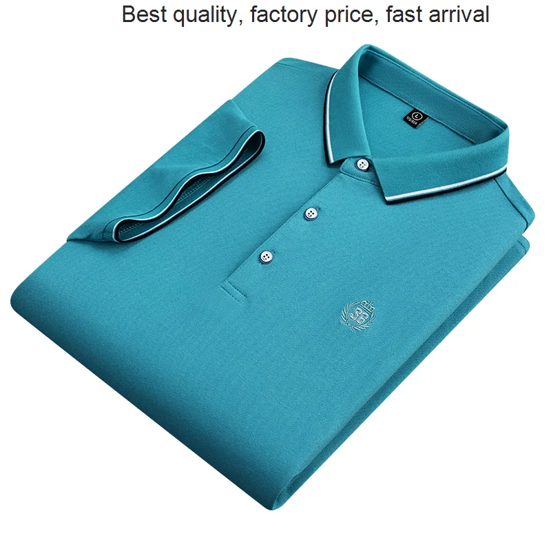 

Высококачественная Роскошная брендовая однотонная Высококачественная футболка с воротником-стойкой Повседневная Деловая Мужская Новинк...