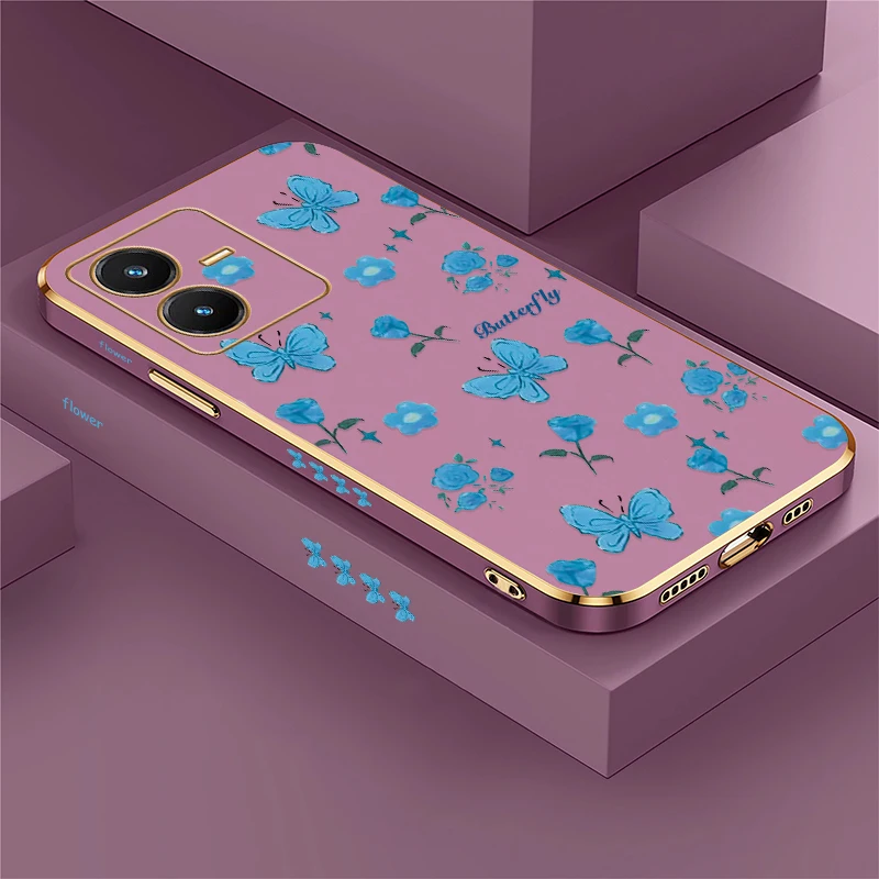 Фото Чехол для телефона с цветочным принтом и изображением бабочки для Vivo Y21 Y21E Y21S Y20 2021 Y18 Y17S Y16 Y21A Y20i Y20A Y20G, силиконовый чехол с покрытием №1