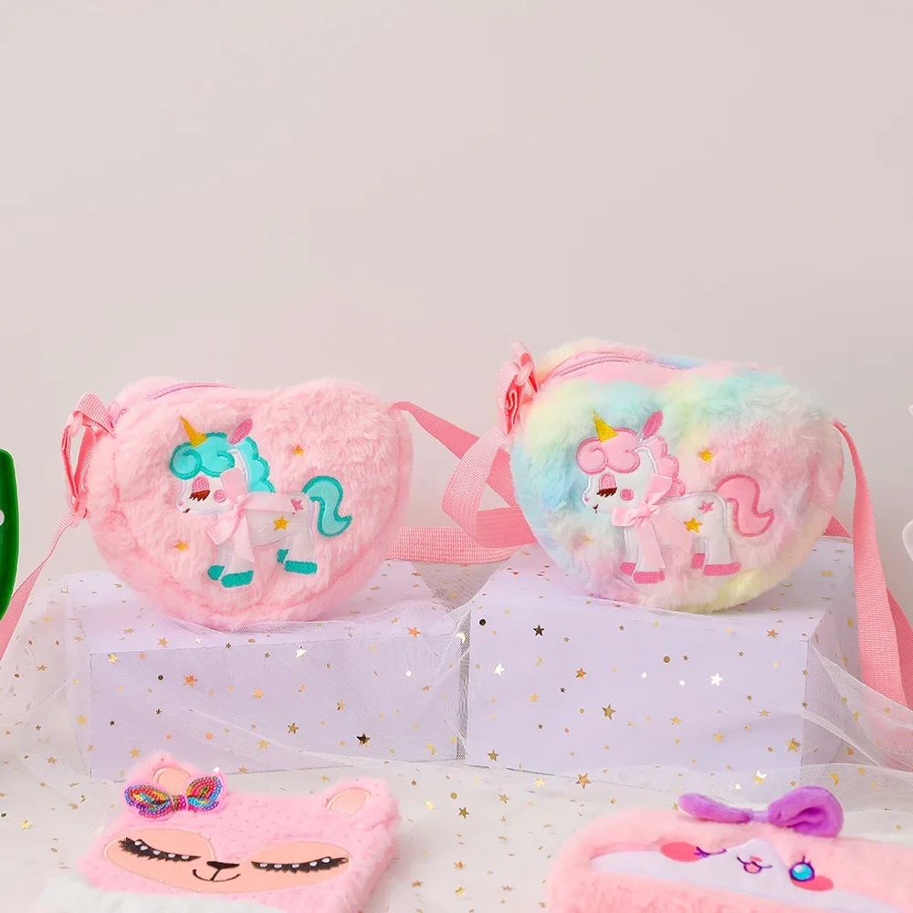 Kawaii Плюшевая Сумка Через Плечо С Единорогом В Форме Сердца Для Девочек На