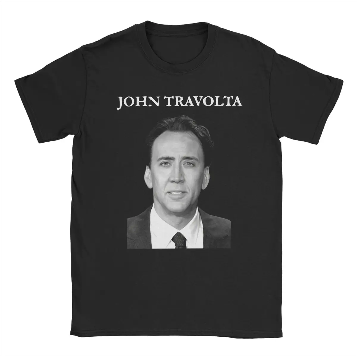 

John Travolta T Shirt Men Nicolas Cage Funny Meme Vintage T Shirt Crew Neck Short Sleeve T Shirt Summer Clothing