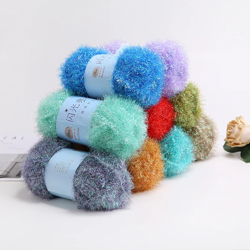 

Colorful Glass Silk Golden Silk Thread Korean Dishwashing Towel Bright Silk Thread Hand Woven DIY Doll Bag Jewelry Material Yarn