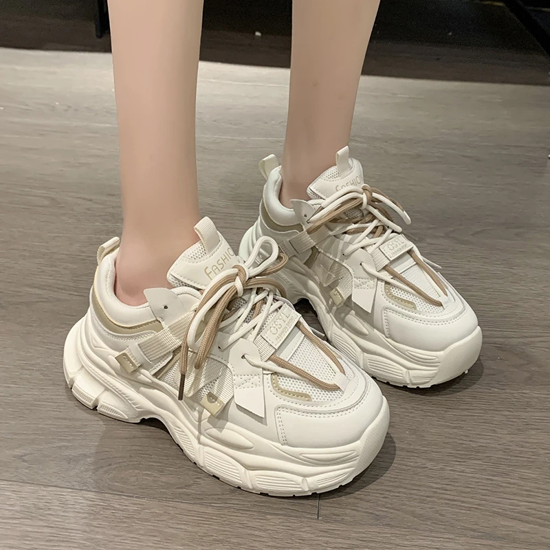 

Women's Shoes 2023 Mesh Women's Vulcanize Shoes Summer Breathable Women Sneakers Lace Up Ladies Chunky Sneakers Zapatos De Mujer