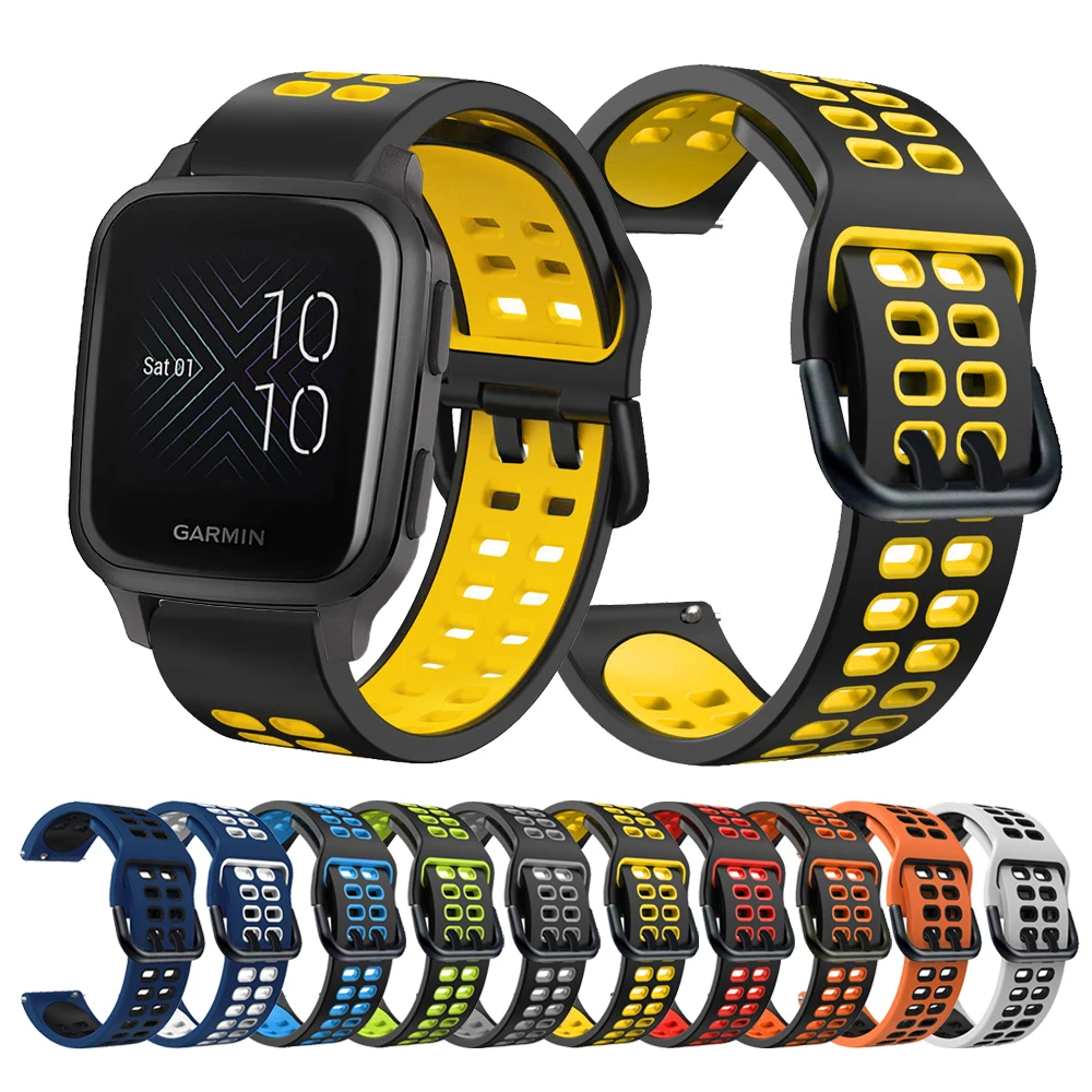 

Sport Soft Silicone Double buckle Strap for Garmin Venu Strap for Garmin Venu Sq forerunner 645 Bracelet Replacement Watchbands
