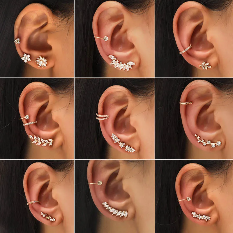

Shiny Crystal Ear Cartilage Cuff Earrings for Women Fake No Piercing Clip Earrings Girls Trendy Wrap Earings Ear Clip Jewelry
