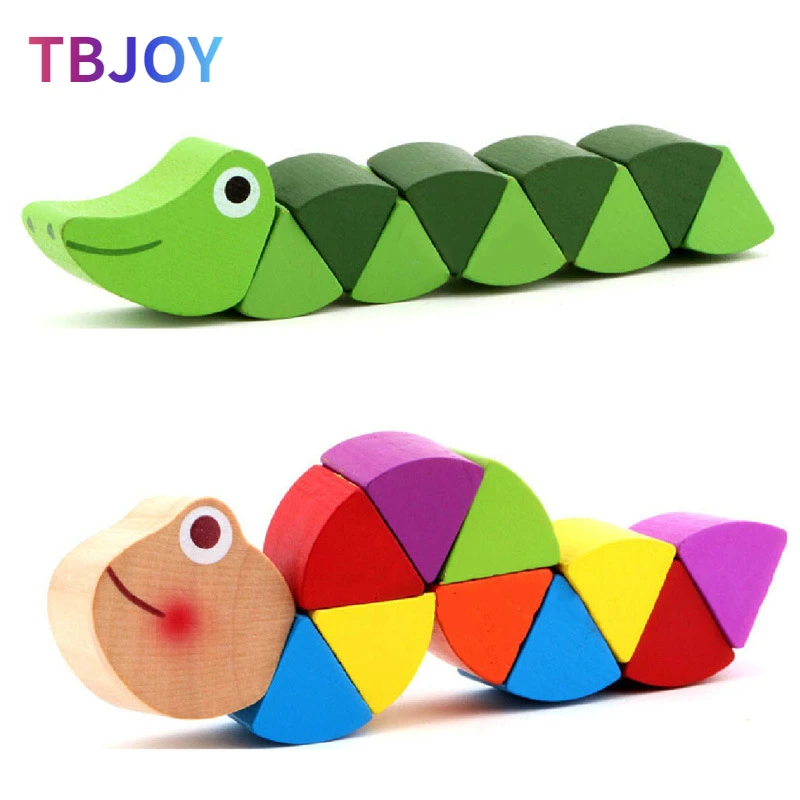 

Kids Wooden Toys Colorful Caterpillar Puzzles Toys Funny Twisted Worm Toys Children's Early Educational Baby Toddler Toys