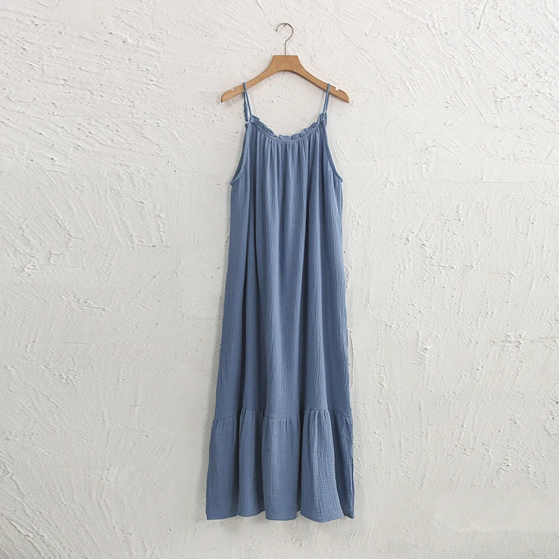 Муслиновые 100% хлопчатобумажные длинные женские платья сексуальные без рукавов с