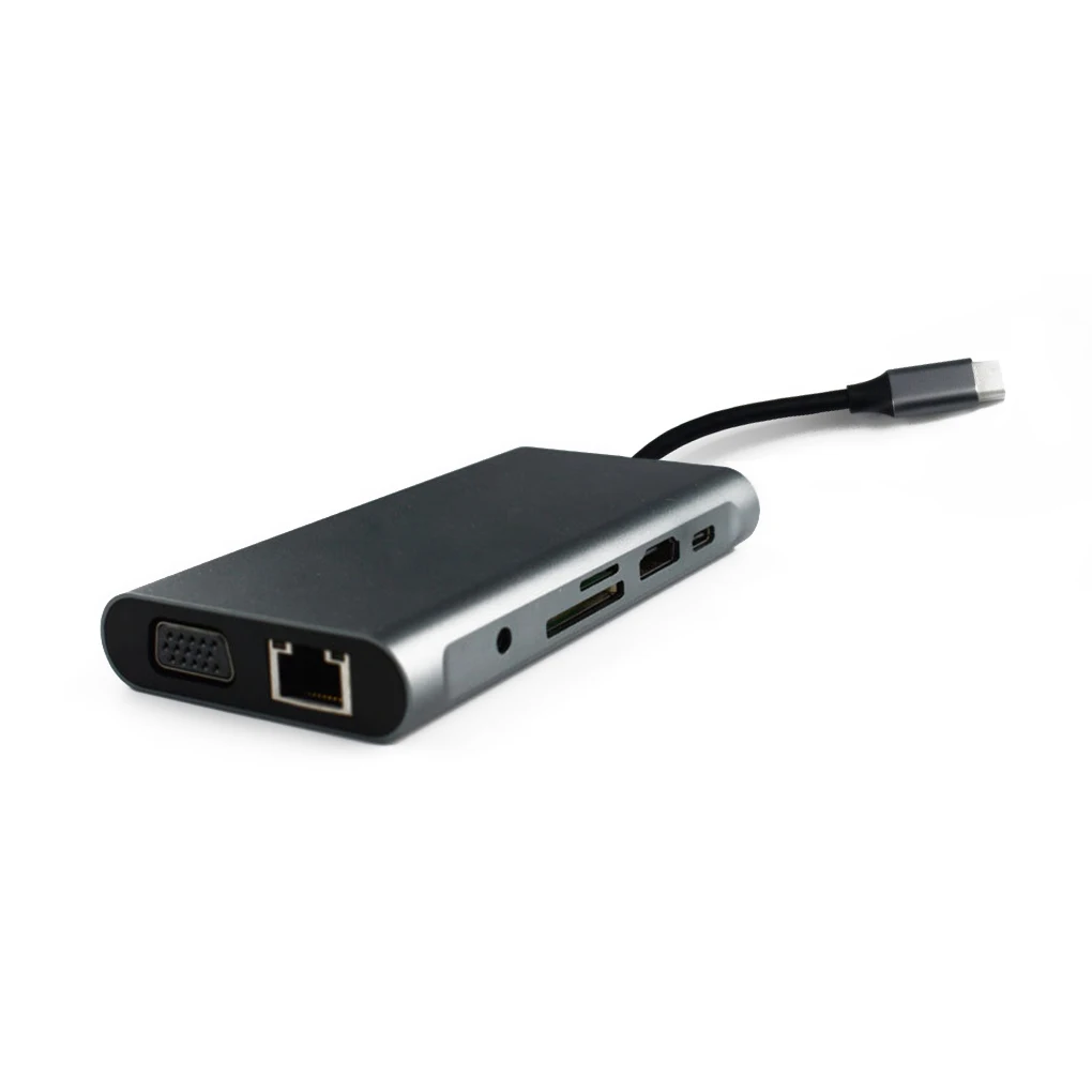 

USB-концентратор 10 в 1, USB Type-C на 4K HD RJ45 VGA 3,5 мм