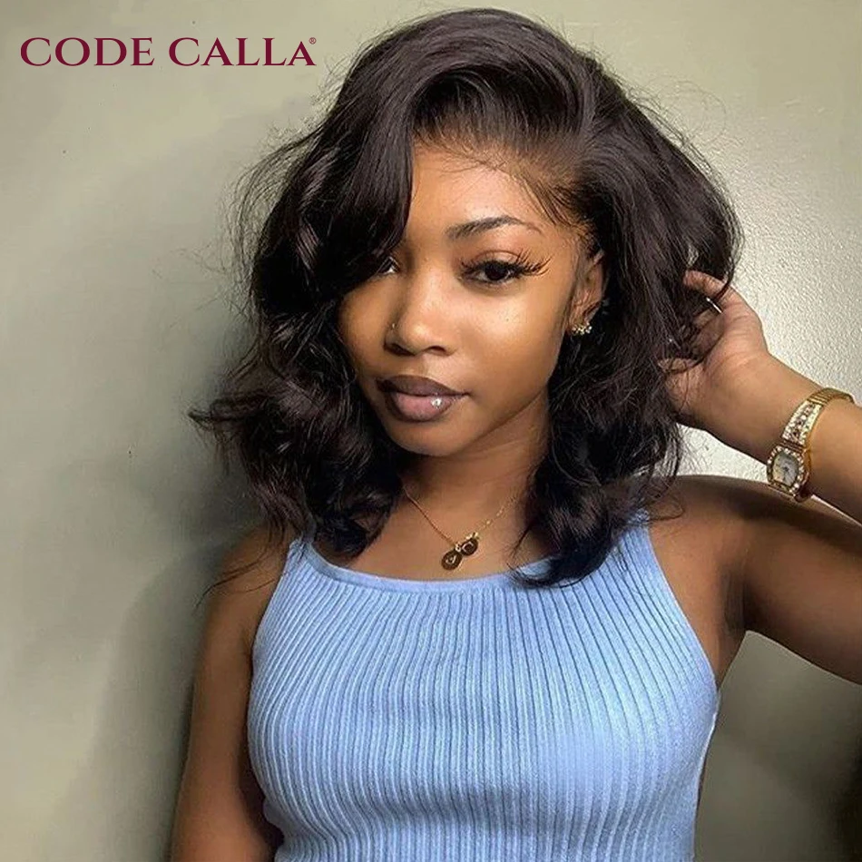 Body Wave Bob Wig 13x1 Peruvian Body Wave Lace Front Wigs Natural Color Preplucked Human Hair Lace Closure Wigs For Black Women