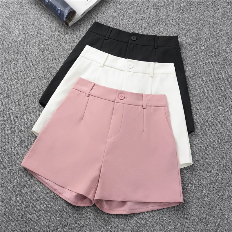 

GUMANYING Summer Women Suit Shorts MID Waisted Side Pockets Folds Front Female 2023 Elegant Fashion Short Pants Thin