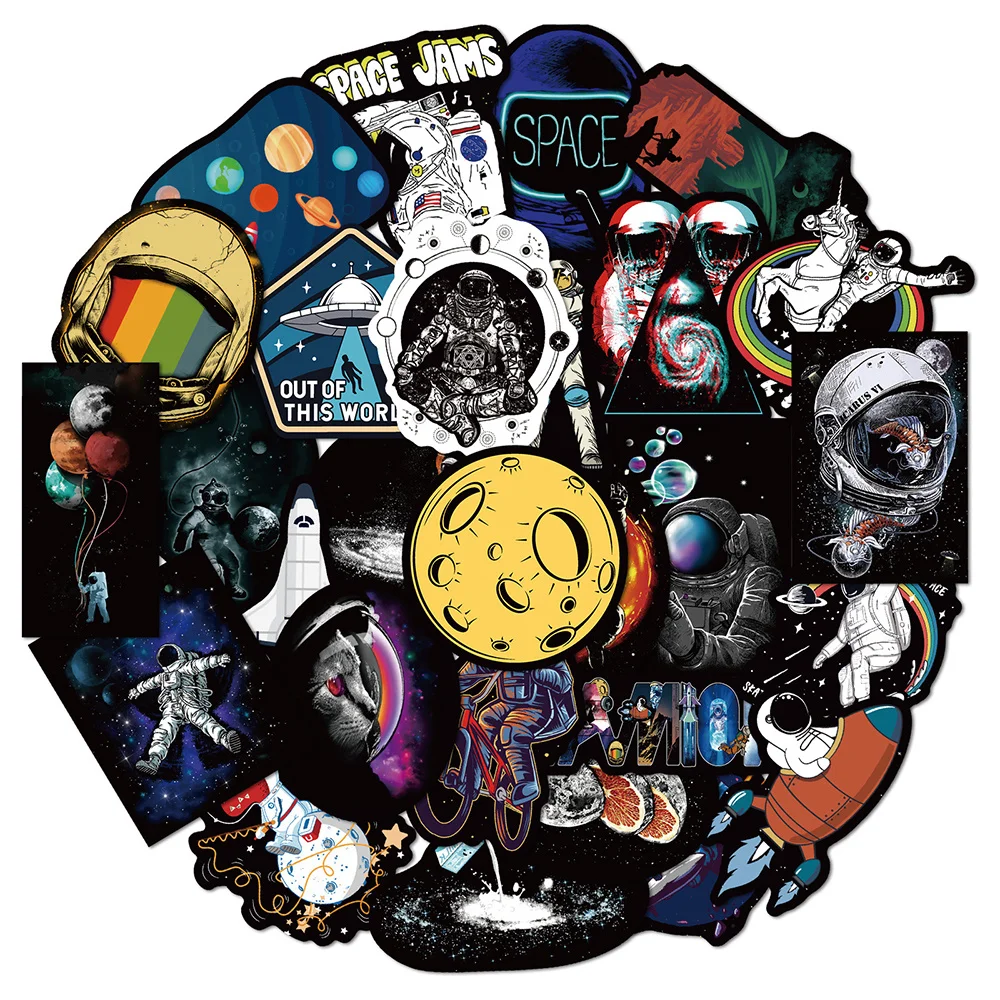 

10/30/50/100PCS Outer Space Astronaut Graffiti Stickers Cartoon DIY Guitar Skateboard Fridge Motorcycle Luggage Kid Toy