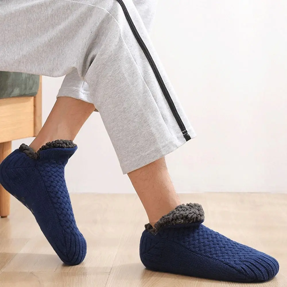 Унисекс Термохлопковые Носки Однотонные Толстые Теплые Нескользящие Домашние
