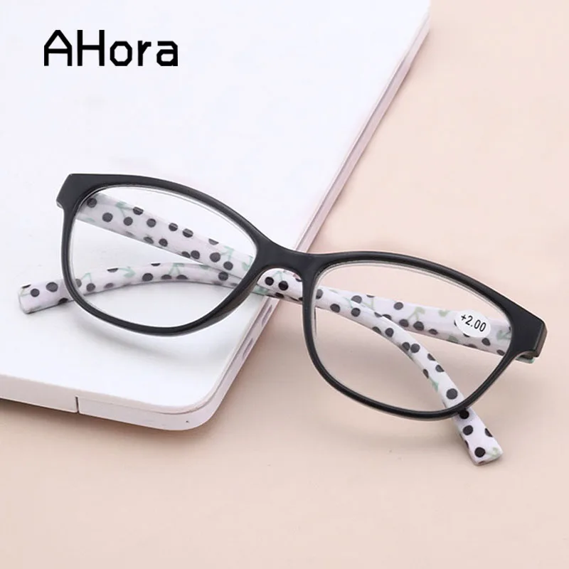 

Ahora Retro Spot Dots Reading Glasses Lady Unisex Vintage Resin Presnyopia Eyeglasses With Dioptric +1.0+1.5+2.0+2.5+3.0+3.5+4.0