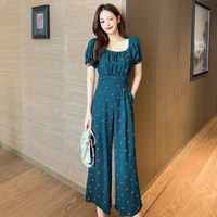 jumpsuit rompers women summer 2022 elegant long overalls wide leg black fashion pants for women polka dot female outfit clothing