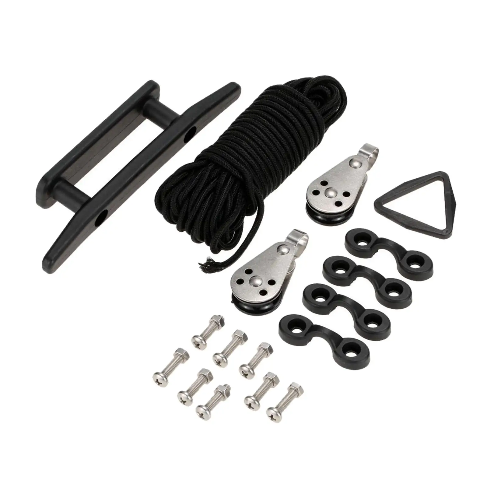 

Kayak Anchor Trolley with Rope Pad Eye Pulleys Screws 6 Hardware