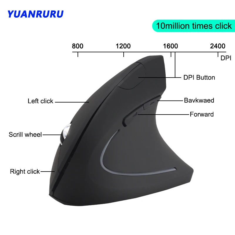 Wireless Mouse 2.4G Mouse Sem-Fio Bluetooth Mouse Wired Vertical Mouse Ergonomic Gaming Mouse 800 1200 1600 DPI for PC Gaming