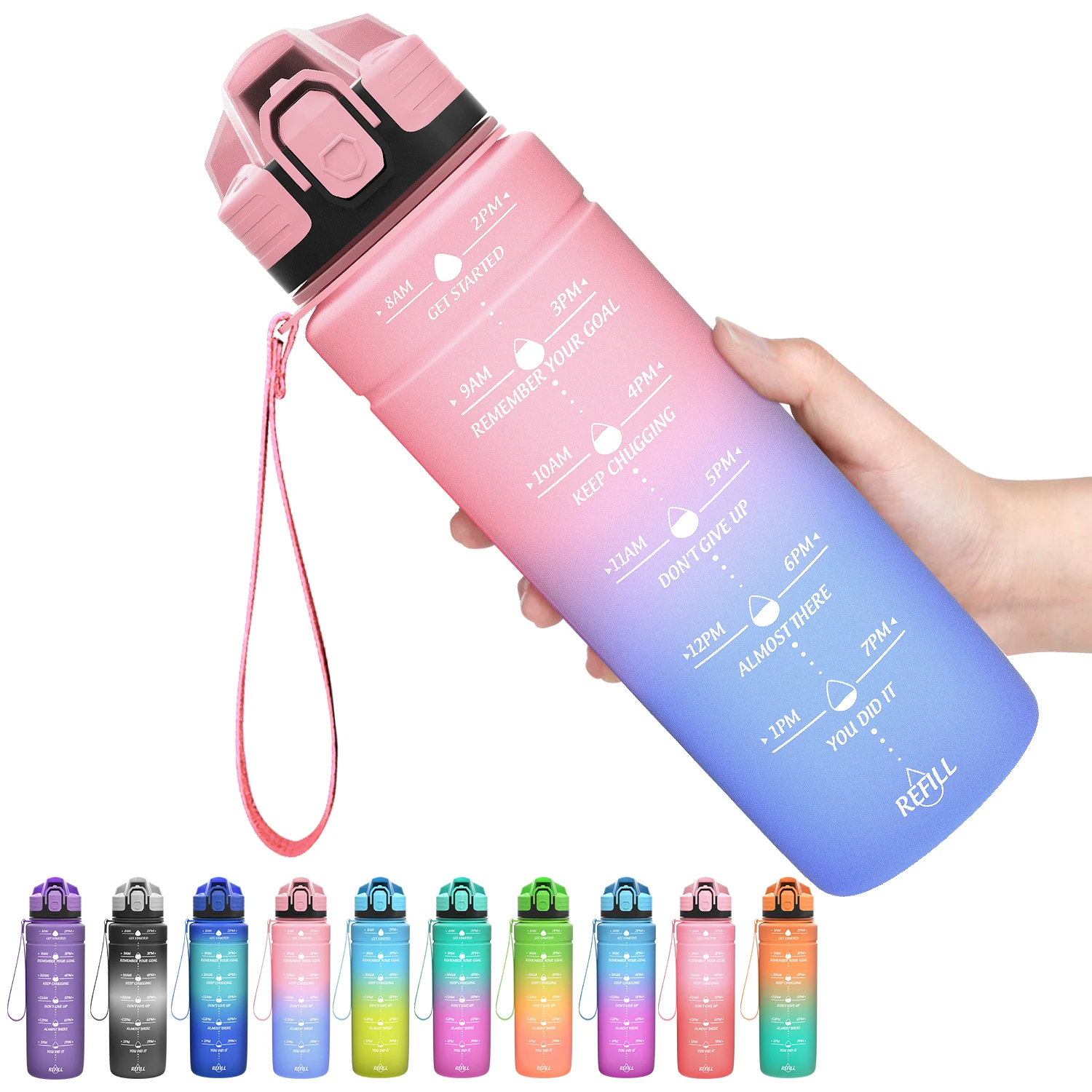 

New 500/1000ml BPA Free Water Bottle With Handle Portable Outdoor Sports Hiking Drinkware Bottle Wide Mouth Gourde Garrafa