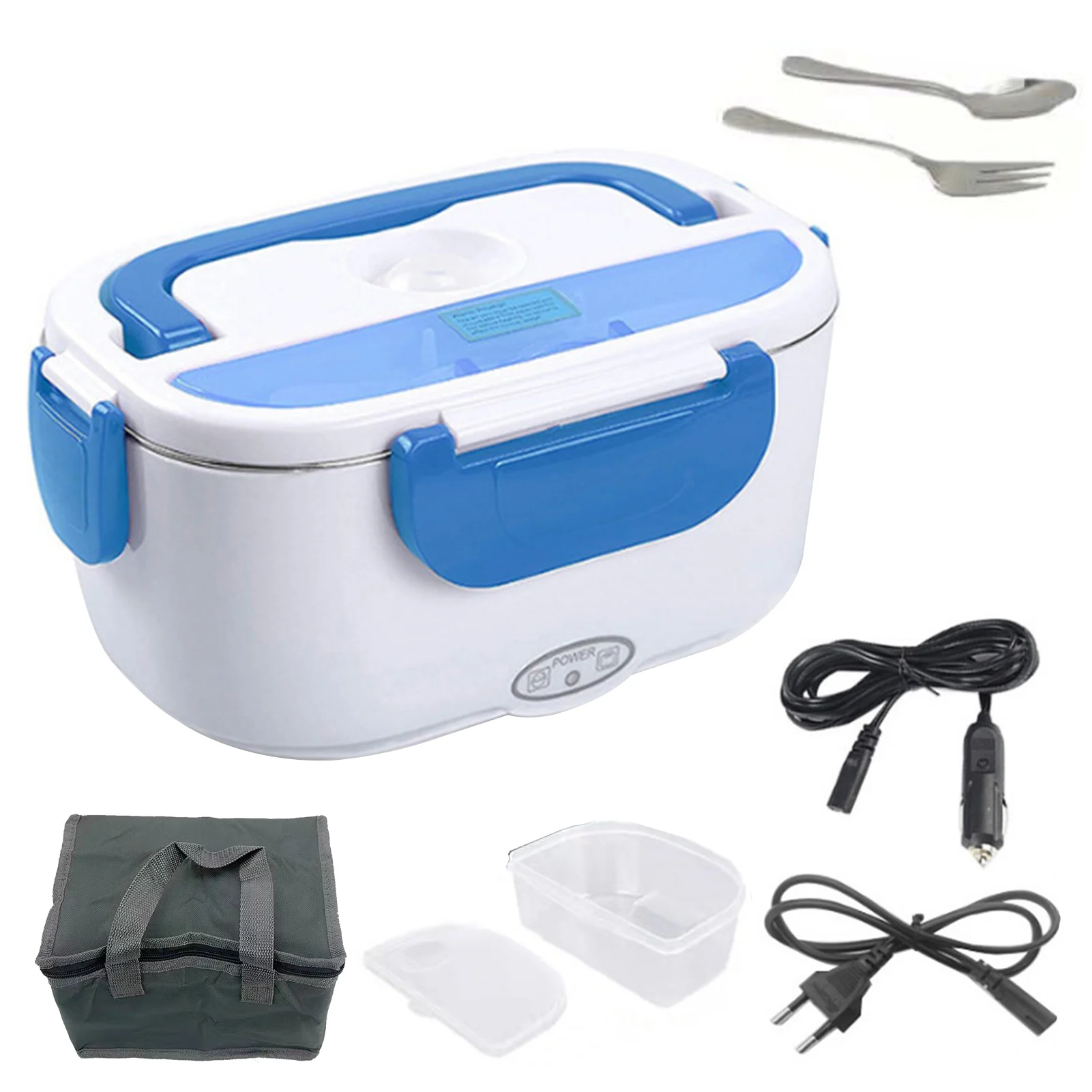 

1L 220V 12V 24V 40W Car Truck Leak Proof Home Work Tableware Thermal Bag Portable Fork Spoon Electric Lunch Box Food Heater