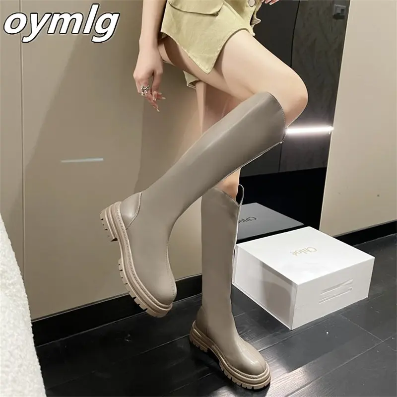 High boots but knee-high women's 2022 autumn and winter new cigarette boots fashion all-match thin thick-soled boots women