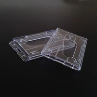 5pcs transparent id badge holder hard plastic horizontal vertical clear holder with thumb slots 2 3 id card holder