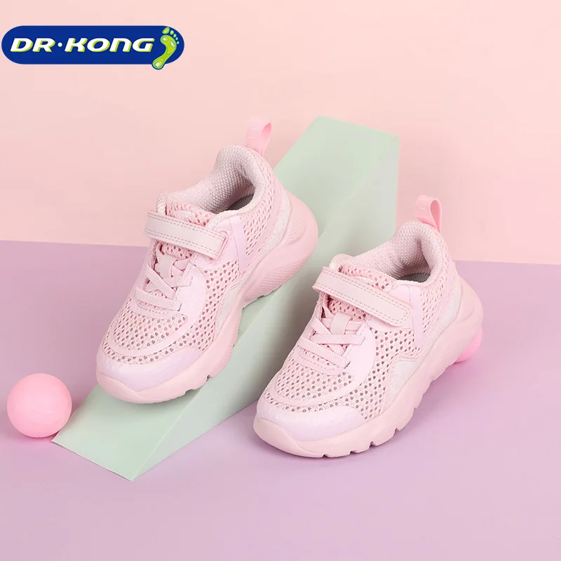 Dr Kong Big Kid's Shoes Girls Lightweight Sports Sneakers Non-Slip Breathable Mesh Fashion Style Healthy Shoes Pink