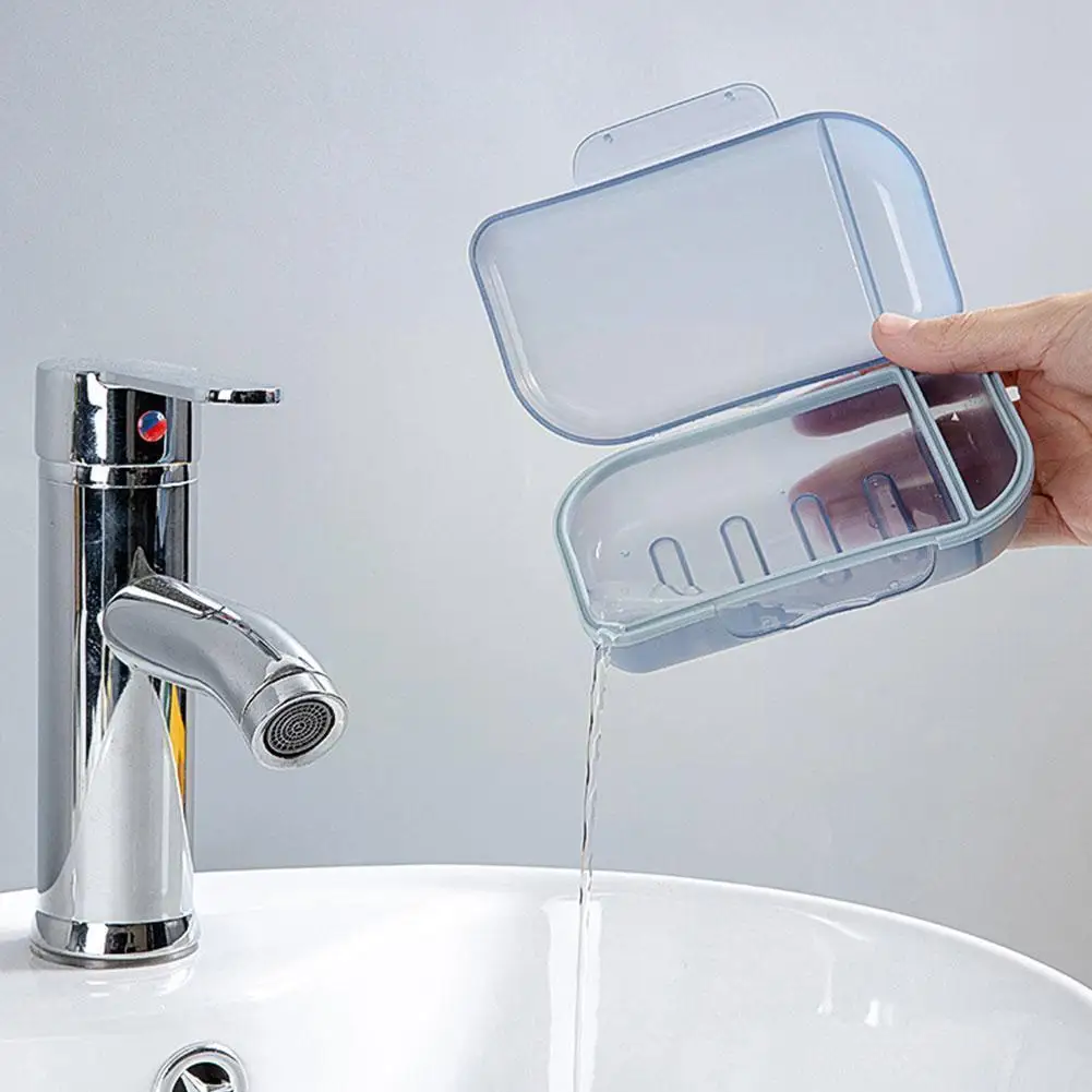 

Soap Rack Home Shower Travel Soap Box With Lid Dormitory Multi-function Storage Sealed Box Box Bathhouse Portable H0k4