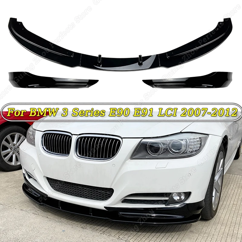 

5PCS Car Front Bumper Separator Body Kit Duck Lip Splitter For BMW 3 Series E90 E91 Facelift LCI 320i 330i 2007-2012 Gloss Black