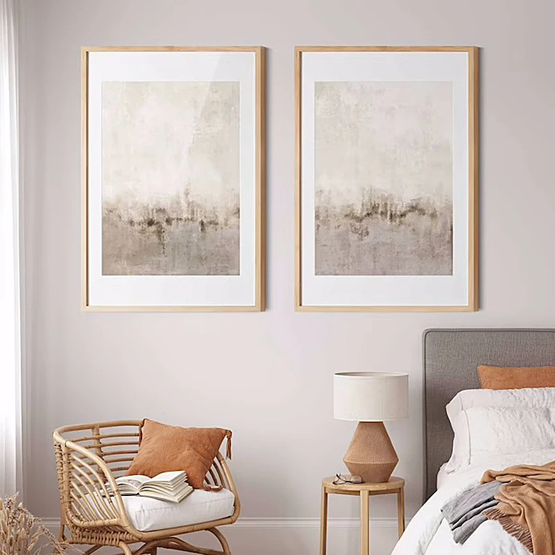 Настенная картина бежевая абстрактная галерея холст живопись нейтральный