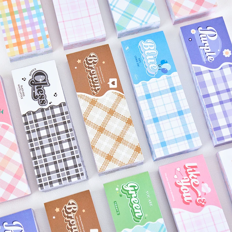 

200 шт./лот пастельные цвета серия с клетчатыми узорами блокноты для записей Ins стильные креативные наклейки украшения Базовая бумага ручная ...