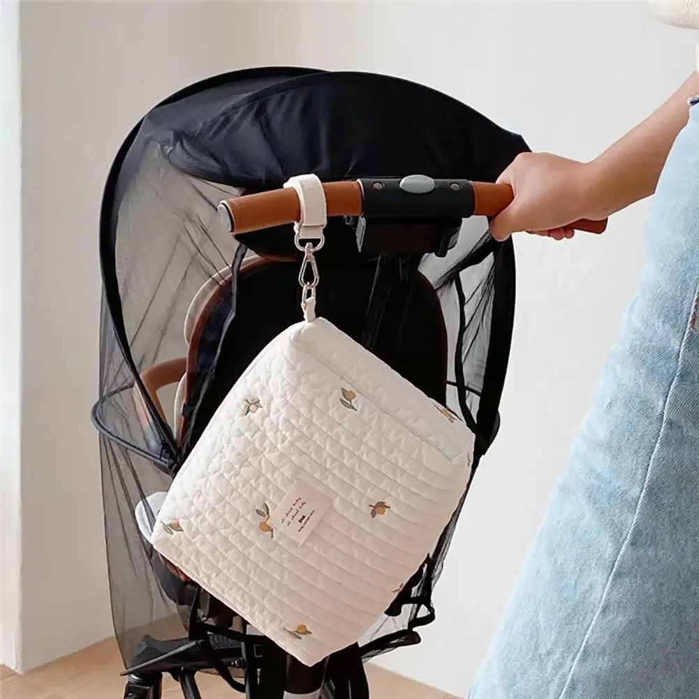 

Cotton Mom Bag Organizer Cute Bear Embroidery Mommy Single Bag Zipper Newborn Baby Diaper Bag Nappy Travel Stroller Storage Bag