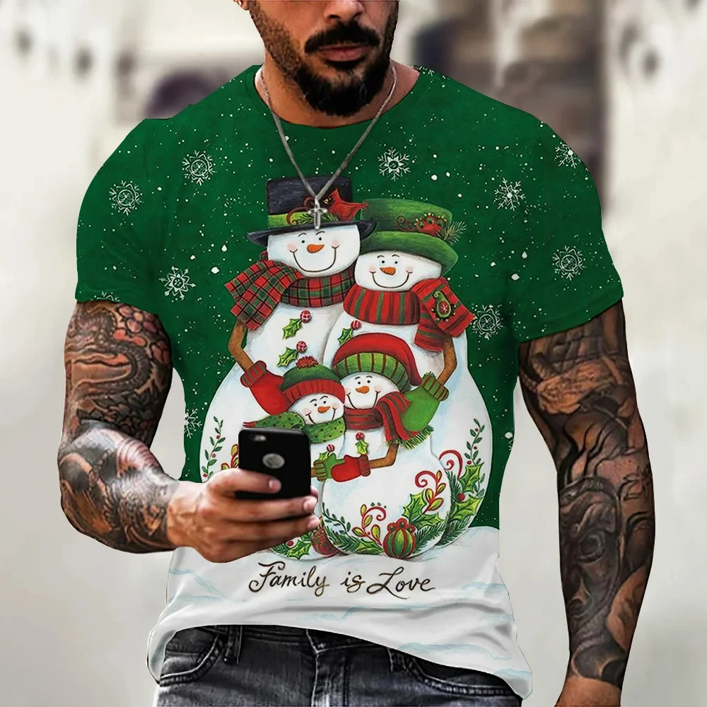 

2024 Unisex Christmas Snowman Family Graphic t shirts 3D Full Print Men Women kid Round Neck Short Sleeve T-shirt streetwear Tee