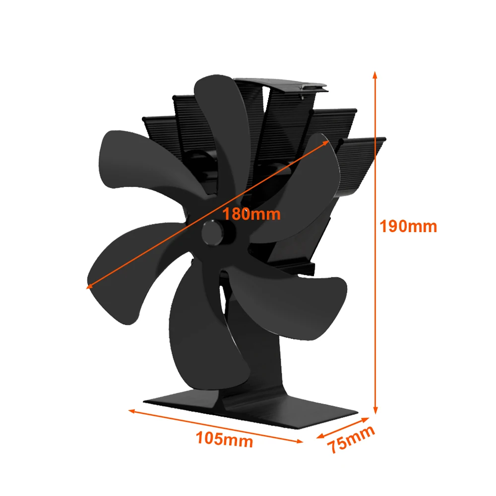 6 Blades Stove Fan Heat Powered Fireplace Fan Log Wood Burner Eco-fan Quiet Home Winter Warm Heater Efficient Heat Distribution