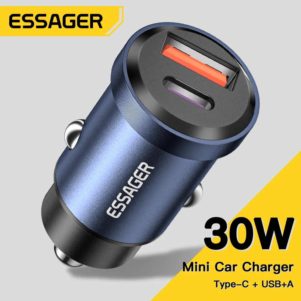 

Essager USB C Car Charger Fast Charging for Xiaomi IPhone 12 13 Oneplus Huawei Poco3 Samsung 30W TypeC Lighter Car Phone Charger