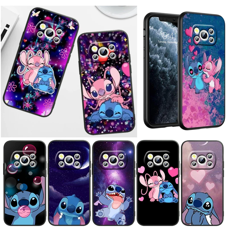 

Cartoon Disney Stitch For Xiaomi Poco M4 X4 GT X3 F3 GT M3 C3 NFC M2 F2 X2 F1 Pro Mi Mix3 Silicone Black Phone Case