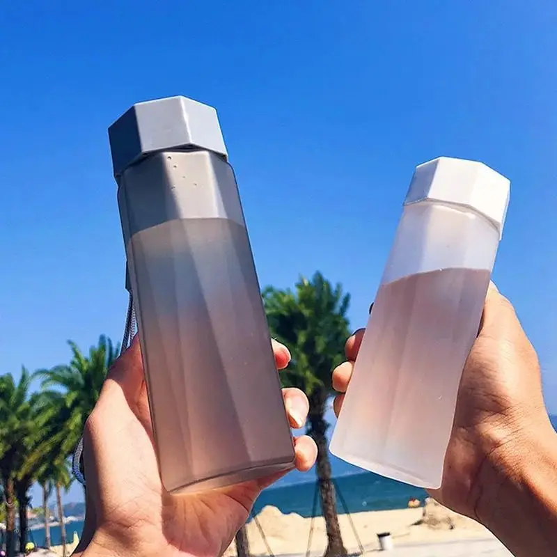 

380ml Portable Frosted Water Cup with Rope Leak-proof Plastic Outdoor Sports Travel Hiking Water Bottle Student Garrafa De Agua