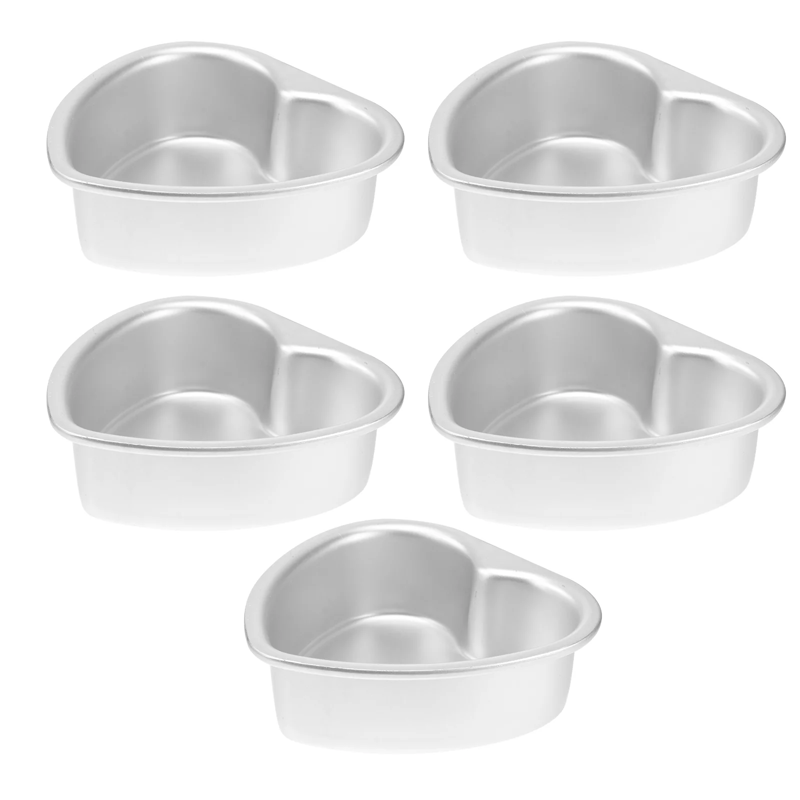 

5pcs Aluminium Cake Pan Tin Heart Shape Cake Tin Tray Muffin Chocolate Mold Fondant Non for Cake Bread