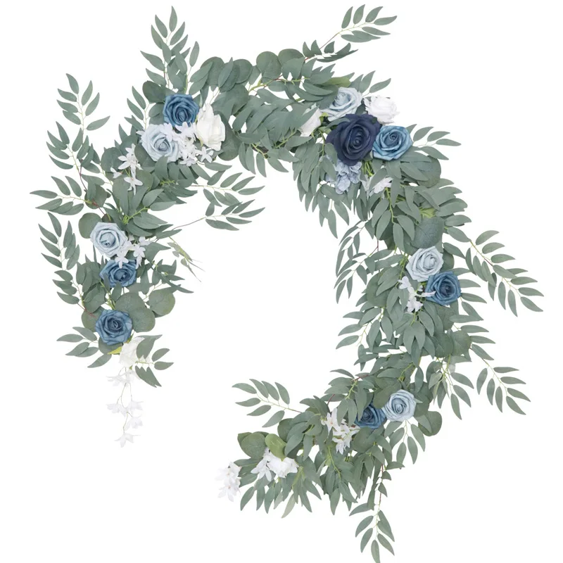 

Blue Artificial Flower Wedding Arch Backdrop Fake Flower Fleur Arche Row Wall Hanging Corner Flower Party Decor Garland Vine