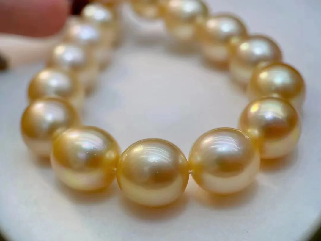 

Huge Charming 18"12-14mm Natural South Sea Genuine Gold Round Necklace Free Shipping for Women Jewelry Neckalce for Woman