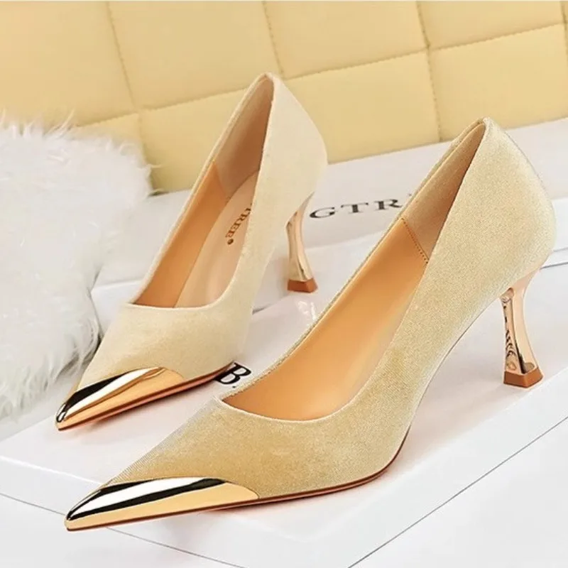 Женские туфли-лодочки на высоком каблуке женские бархатные туфли среднем с