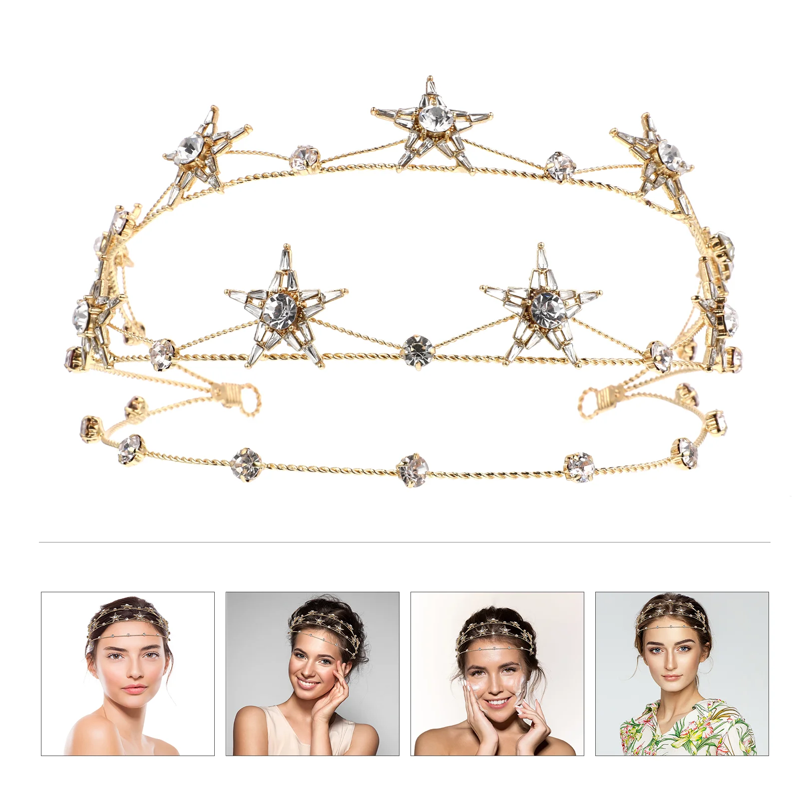 

Crown Hair Hoop Jewelry Wedding Decor Stars Goddess Alloy Women Miss Rhinestone