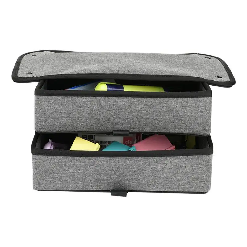

Under Desk Storage Cloth Storage Drawers Double Layer Under Desk Household Organizer with Screw Pack Lightweight Portable Large