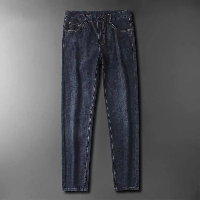 Джинсы мужские повседневные облегающие деловые брюки из денима прямые штаны для