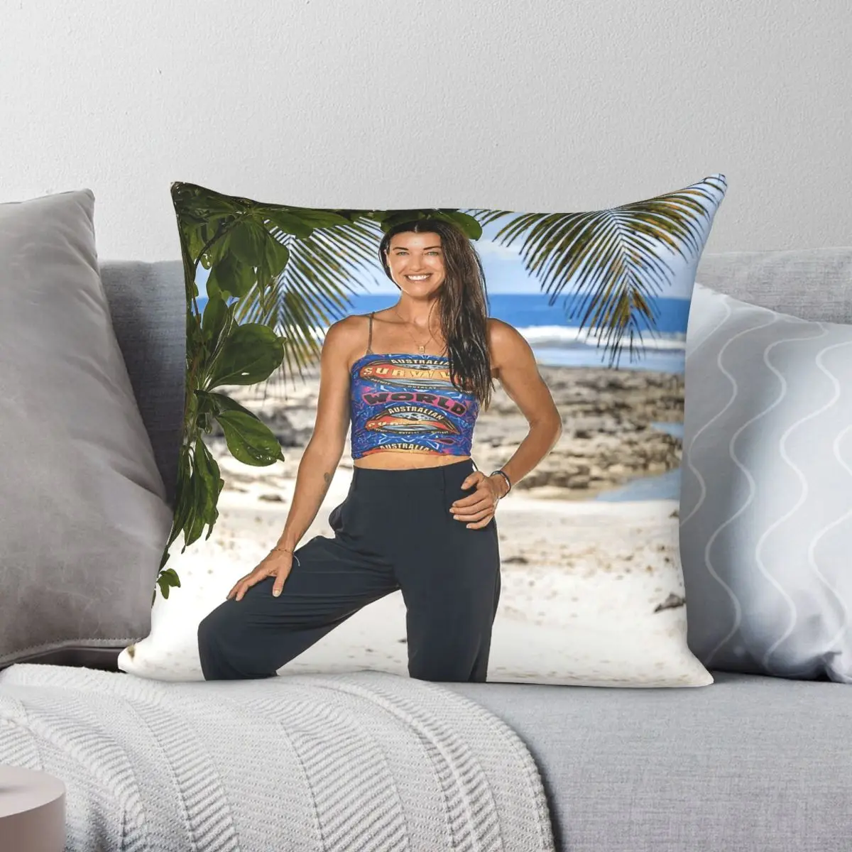 Фото Наволочка Parvati Shallow Australian Survivor из полиэстера, льна и бархата с принтом, на молнии, декоративная, для дивана, чехол для подушки №1