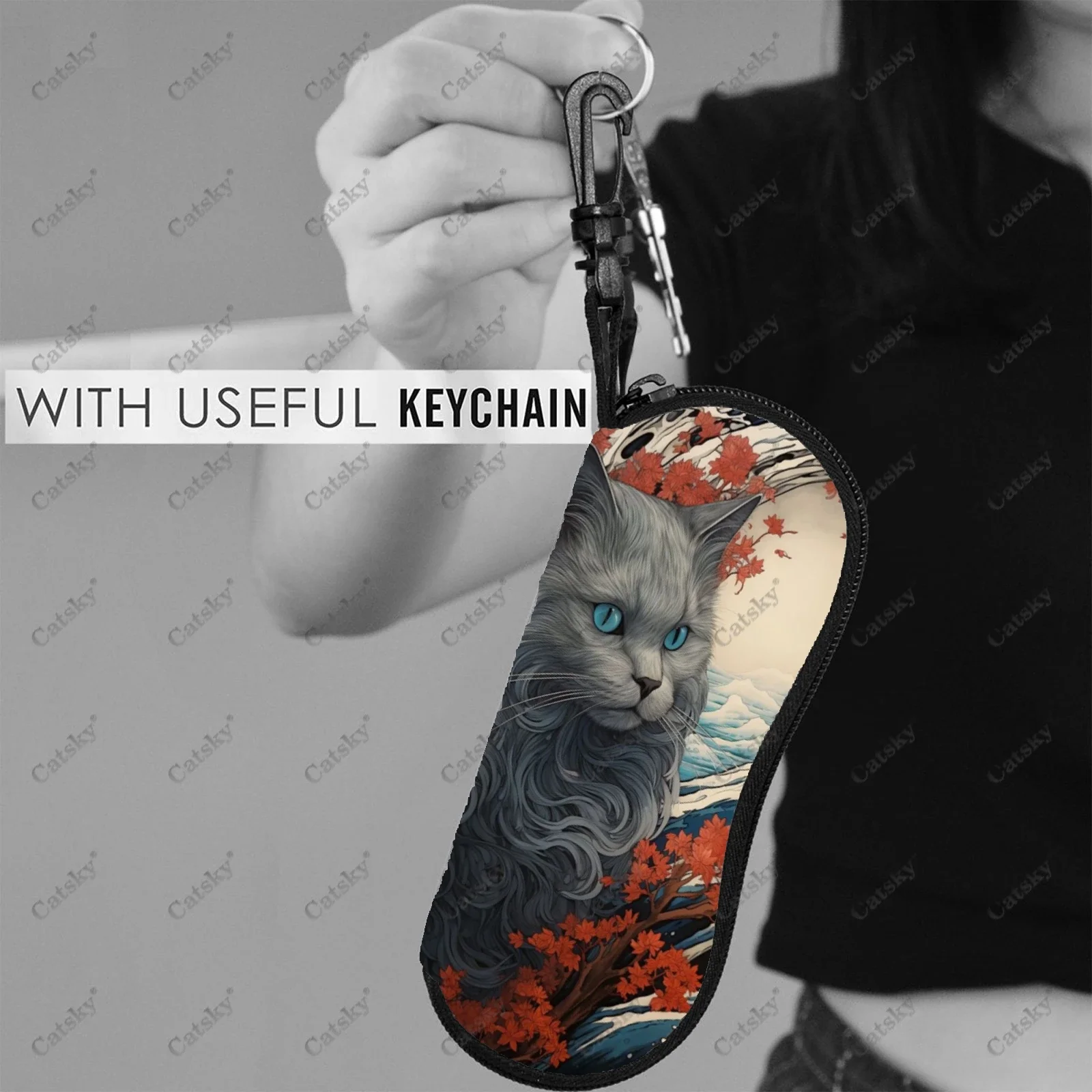 Мягкий Дорожный чехол на молнии с рисунком кошки животных волн для хранения