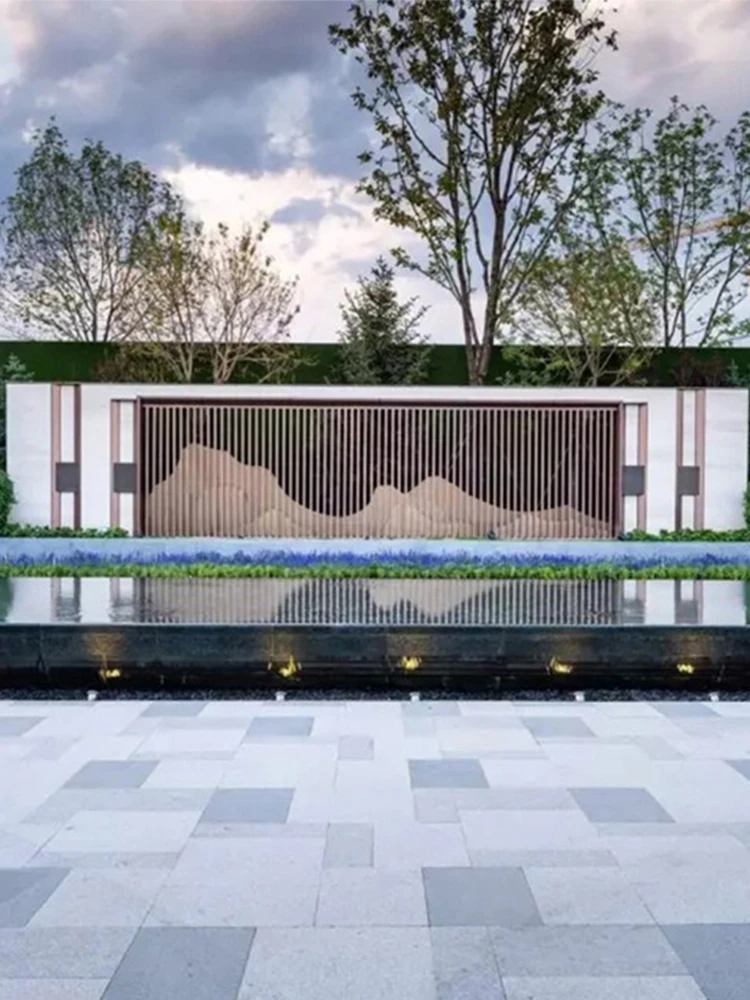 

Customized New Chinese Style Courtyard Screen Rockery Background Wall Hallway Outdoor Courtyard Stainless Steel Water Curtain