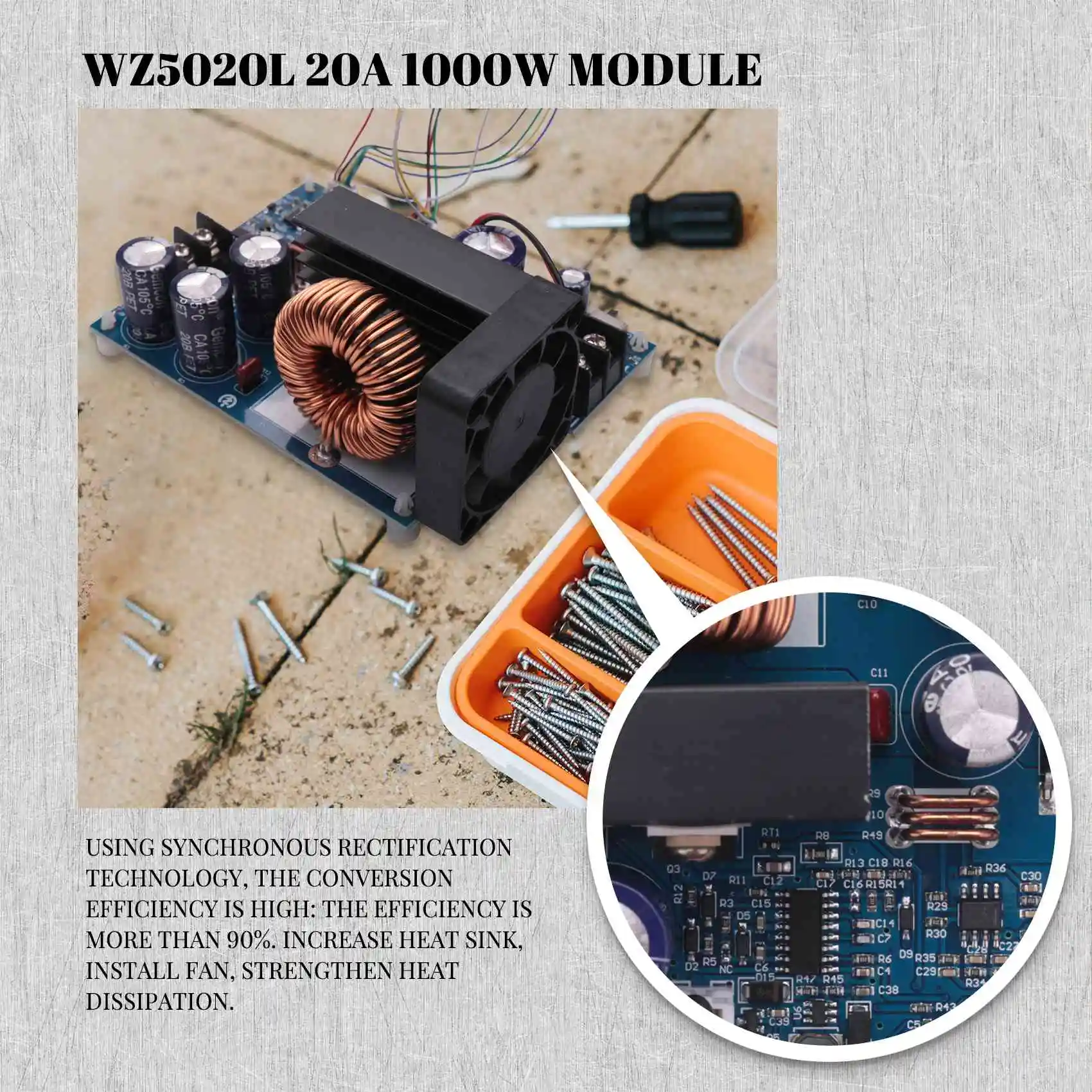 Фото SCLS WZ5020L 20A 1000W DC-DC преобразователь CC CV, понижающий модуль питания, регулируемый источник питания с регулировкой напряжения №5