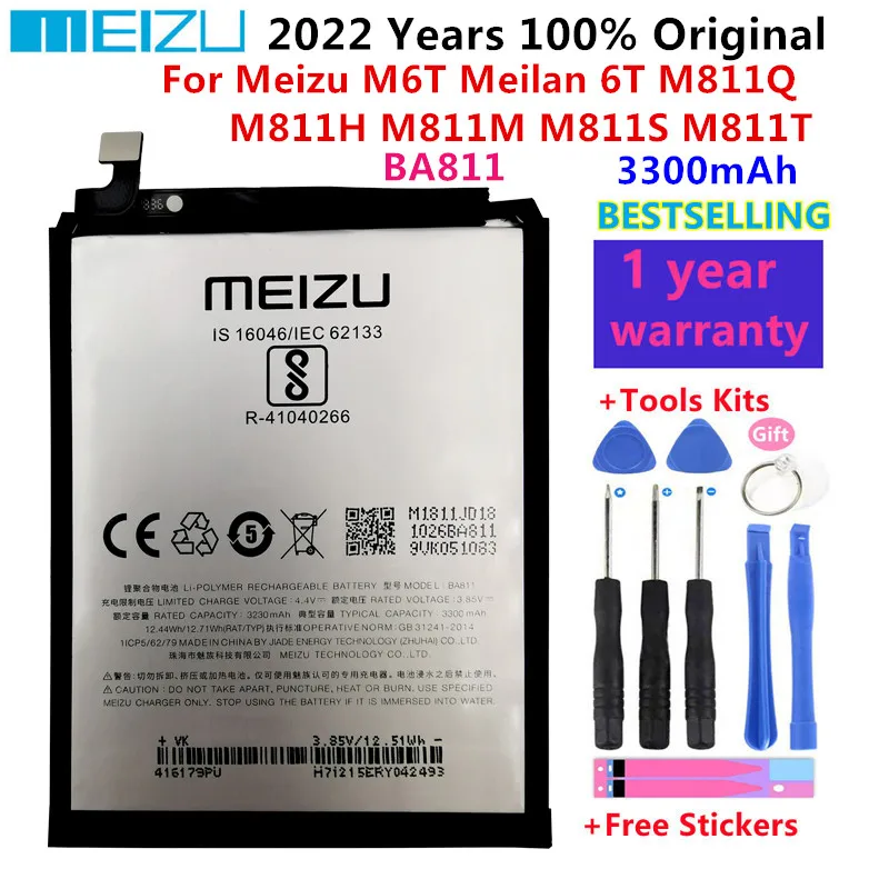 

100% Original 3300mAh BA811 Battery For Meizu M6T Meilan 6T M811Q M811H M811M M811S M811T Cell Mobile Phone Batteries Bateria