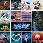 5D алмазная живопись, полная круглая вышивка, мультяшная Вышивка крестиком, животное, кот, панда, своими руками, искусство, домашний декор, подарок