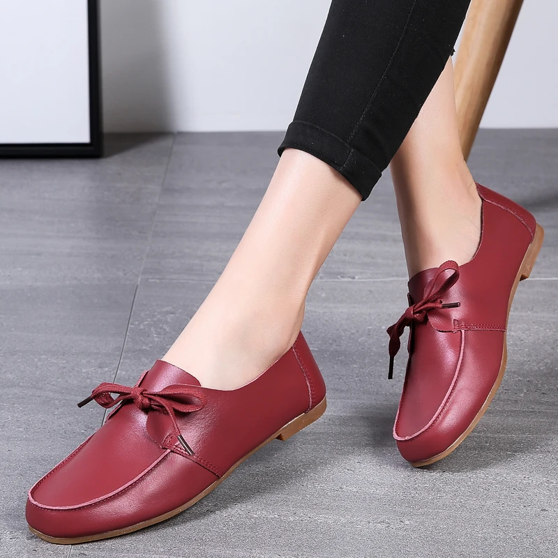 

high quality 2022 Genuine Leather Shoes Non-Slip soft-soled Women Flats 9063